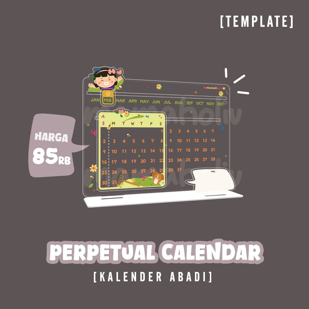 Perpetual Calendar - Kalender Abadi [TEMPLATE] / kalender akrilik / kalender custom / hampers kalend