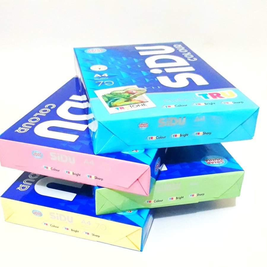 KERTAS HVS SIDU COLOUR A4 70 GSM (BIRU.MERAH.KUNING.HIJAU)