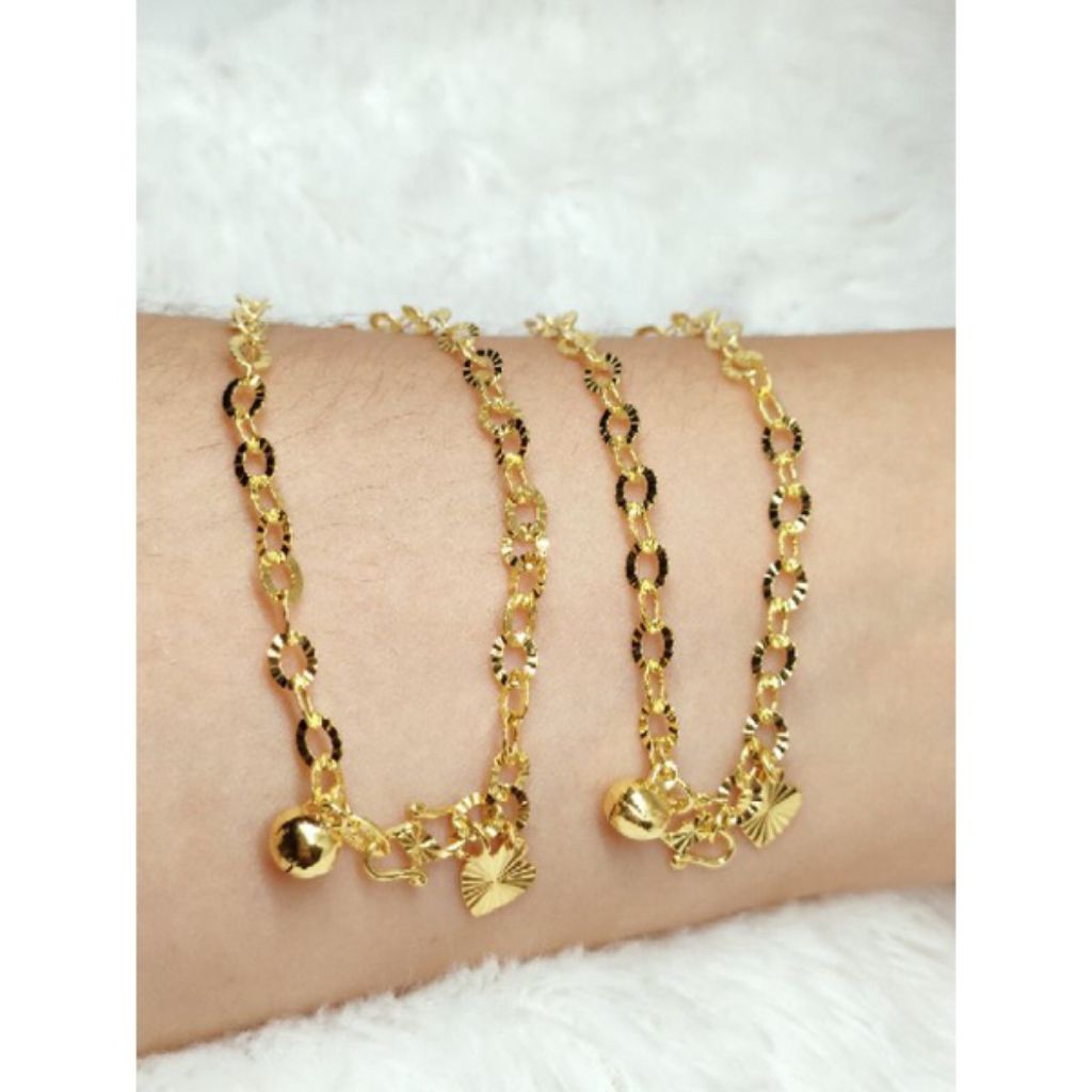 gelang dewasa perak lapis emas kuning perak asli s925 lapis emas kuning