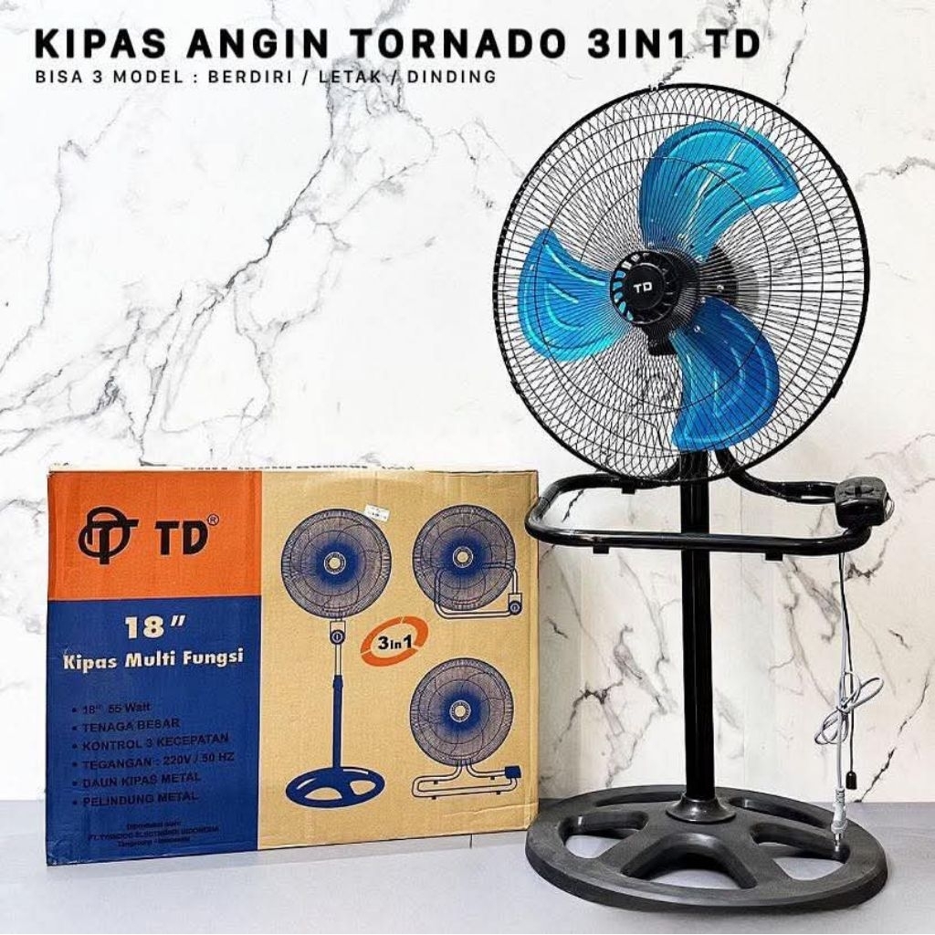 Kipas Angin Tornado Besi 3in1 TD Ukuran 18inc / Kipas Angin 3in1 Multifungsi TD