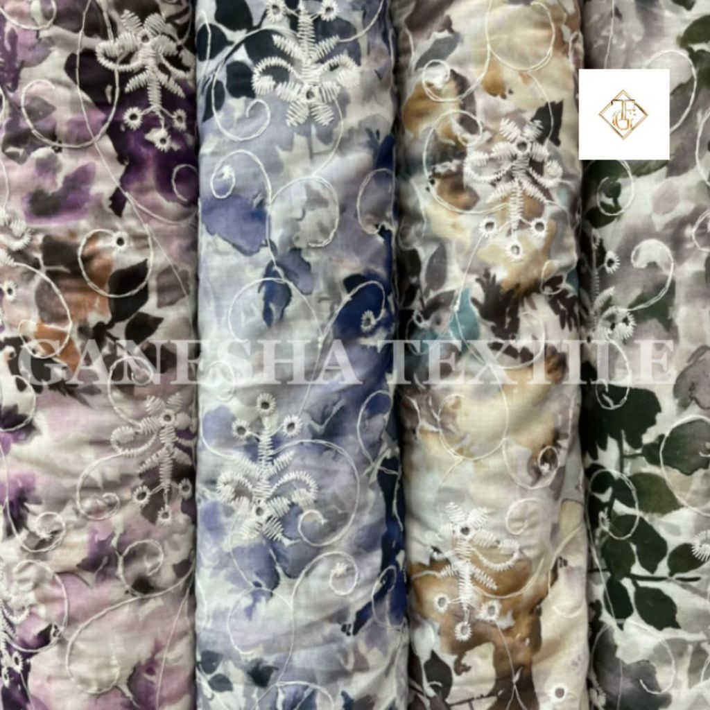 Kain Katun Lubang Bordir Motif [[ SETENGAH METER / 0,5M / 50 CM ]] GANESHA TEXTILE