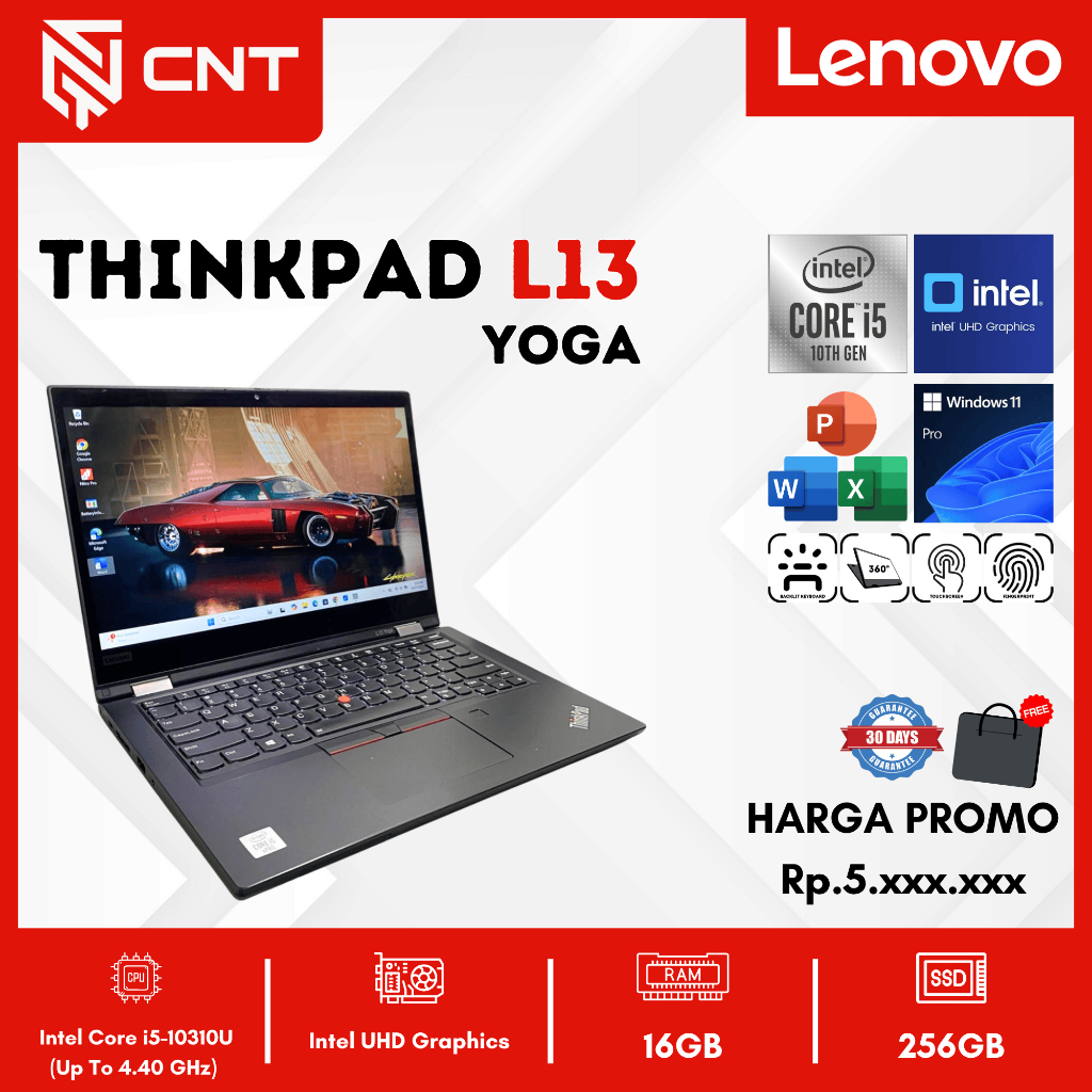 ThinkPad L13 Yoga Core i5-10310U (16/256GB) Flip Touchscreen Thunderbolt Laptop Lenovo