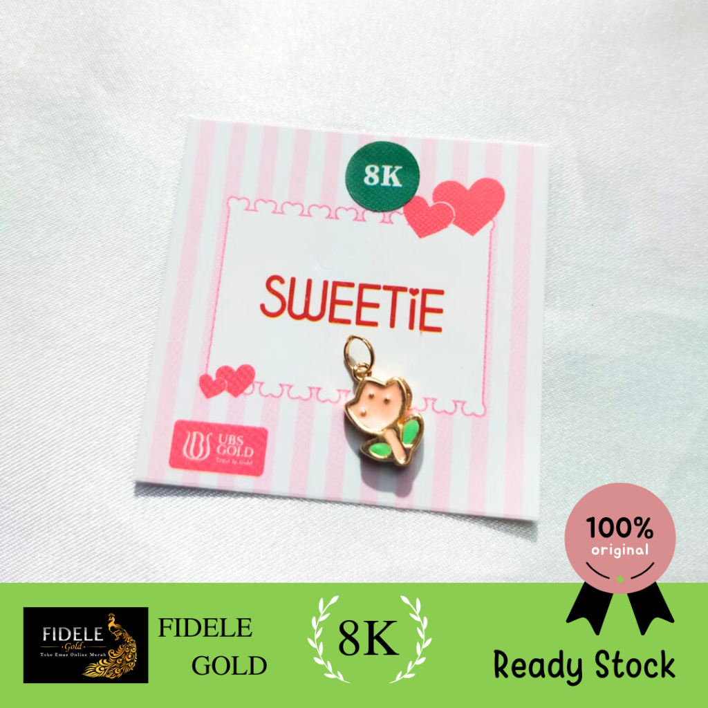 Liontin bunga fashion pink liontin emas asli 375 8k ubsgold