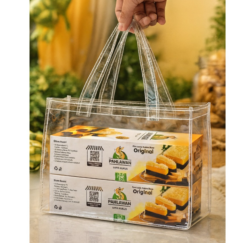 Tas MIka Transparan  25 x 15 Dus BROWNIES  Kotak Donut isi 3 mika brownies hampers kue Donut