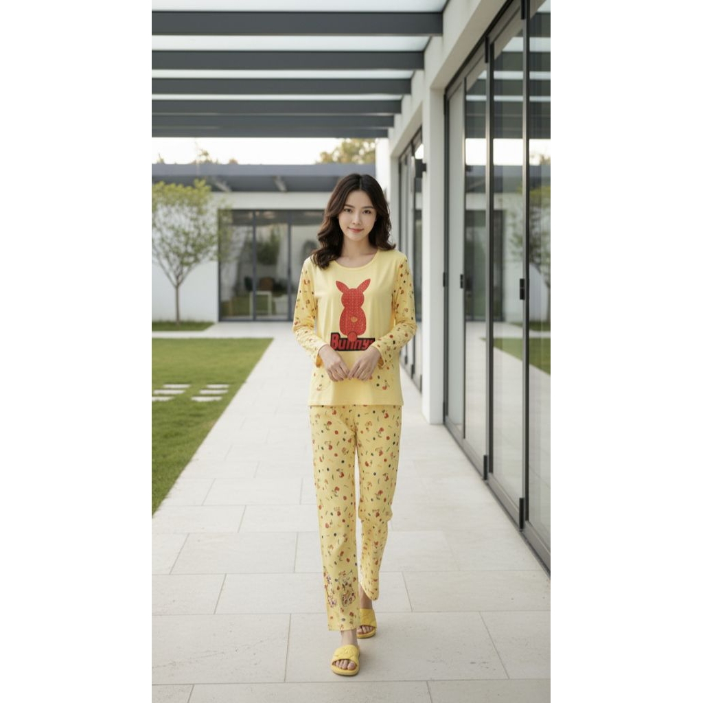 Baju tidur Babydoll baju lengan panjang celana panjang merk Beris