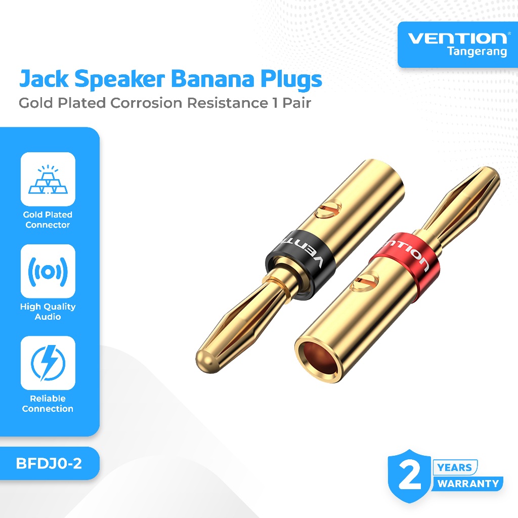 Vention Konektor Jack Speaker Banana Plugs High Quality Audio Gold Plated Corrosion Resistance - BFD