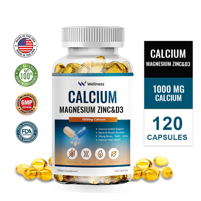 Wellness Kalsium Magnesium Zinc & Vitamin D3 1000 IU, Menjaga Kesehatan Tulang