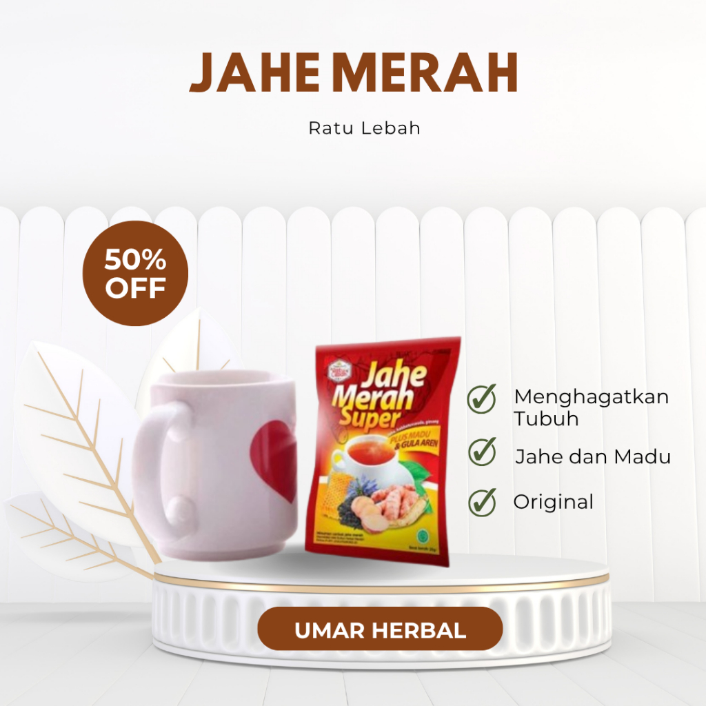 Jahe Merah Ratu Lebah Madu Hitam Pahit Dan Gula Aren Sachet Original Hebal