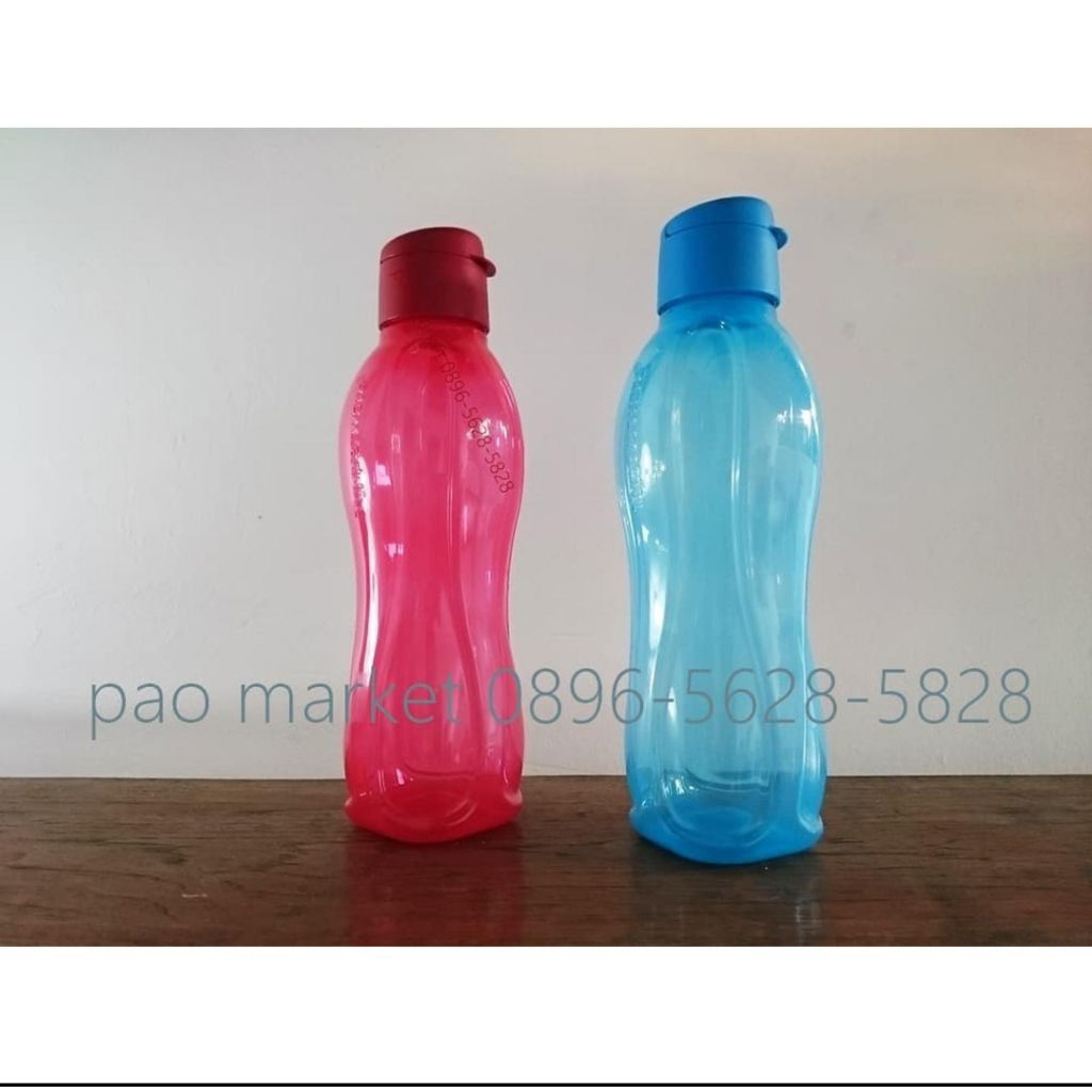 tupperware eco bottle 1 liter merah biru tutup flip - botol minum untuk kerja kuliah hiking travelli