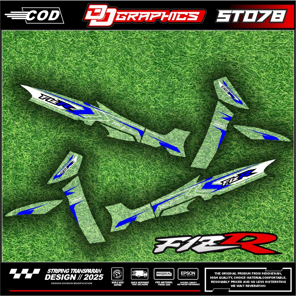 DD 078 Striping TRANSPARAN Stiker Lis FIZ R LE Biru Putih Variasi SUDAH DI CUTTING