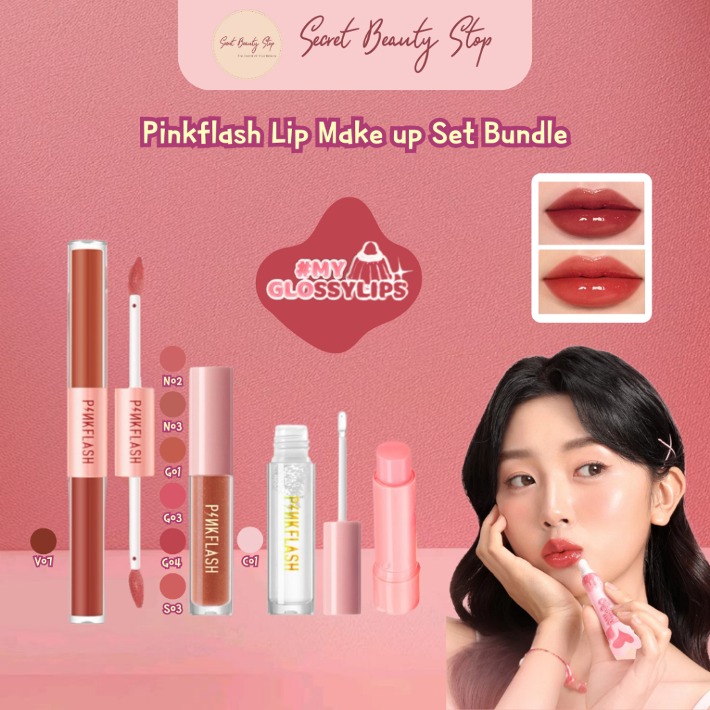 PINKFLASH Bundle Lip Make Up Set | Pinkflash Lasting Moist Lipbalm, Pinkflash Duo Lipgloss, Pinkflas
