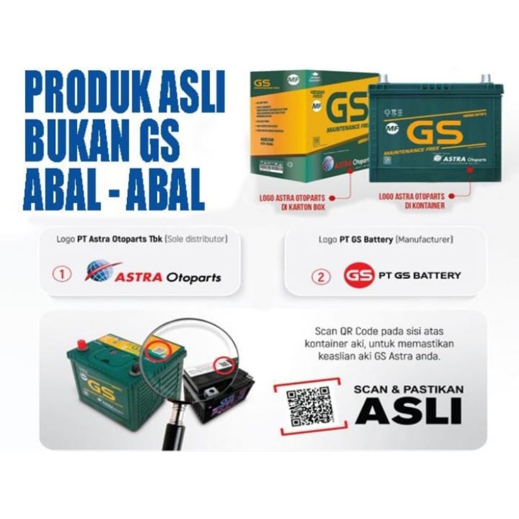 Aki GS Ns70 Maintenance free 65Ah Original Astra bukan Abal Abal