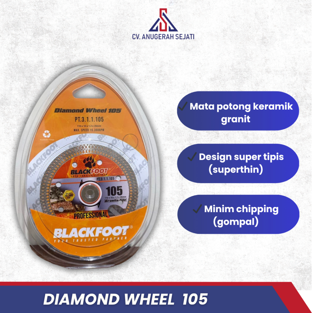 Diamond Wheel Mata Potong Gerinda Keramik Granit - BLACKFOOT 105 SUPERTHIN 4"