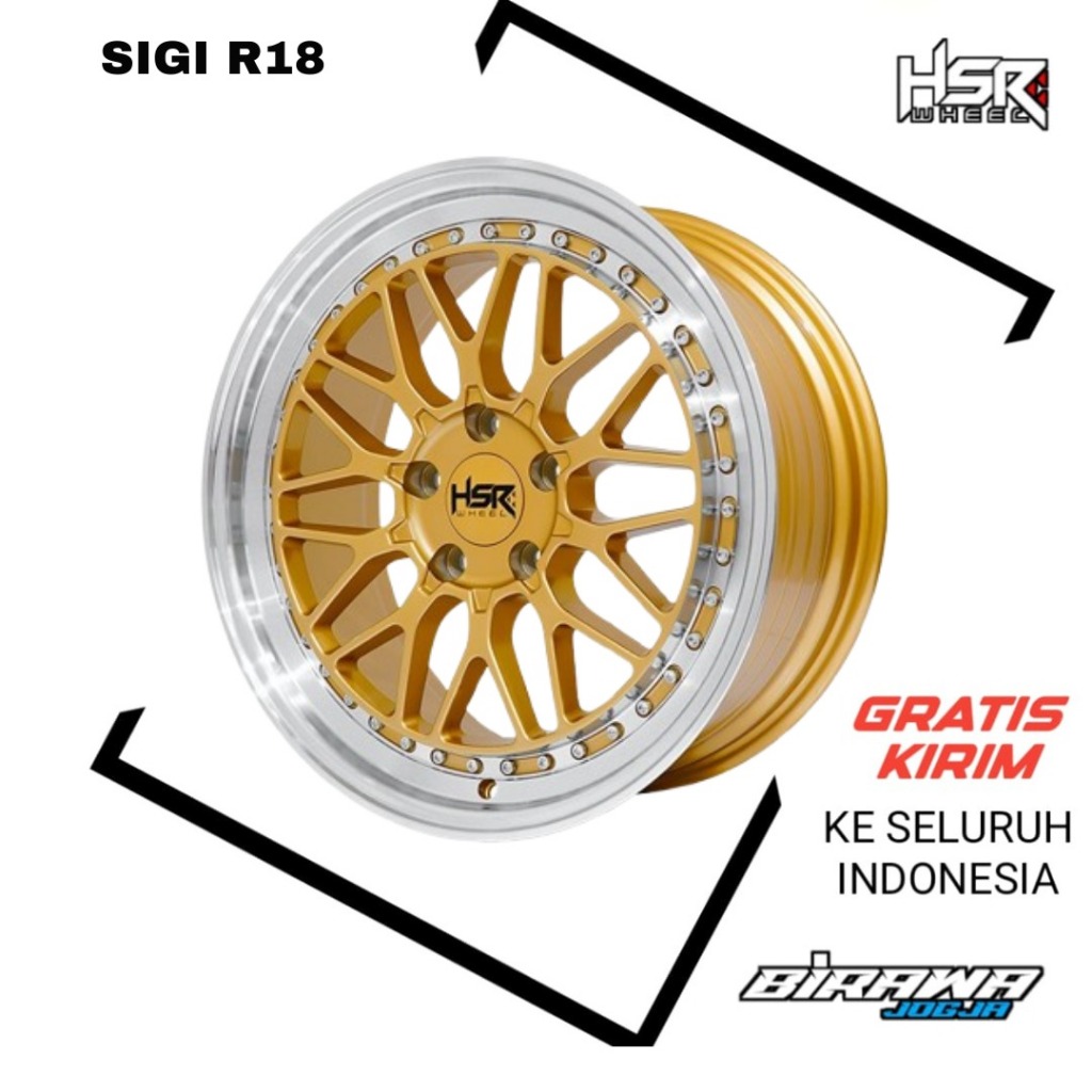 VELG CIVIC, CAMRY, ACCORD RING 18 WARNA GOLD PCD 5X114,3 PELEK RACING HSR SIGI R18 UNTUK PANDER HRV