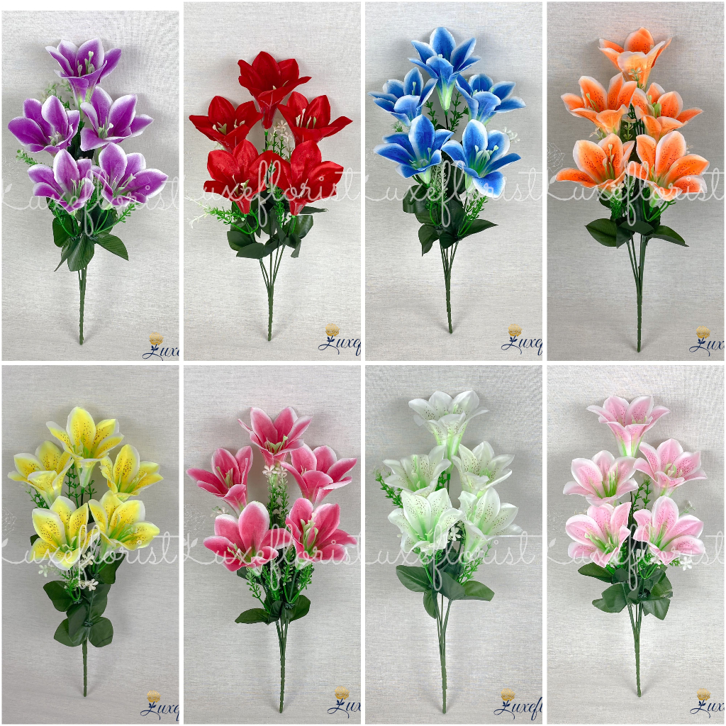 Bunga Lily Casablanca Cabang 5 bunga hias plastik artificial dekorasi kamar babysbreath