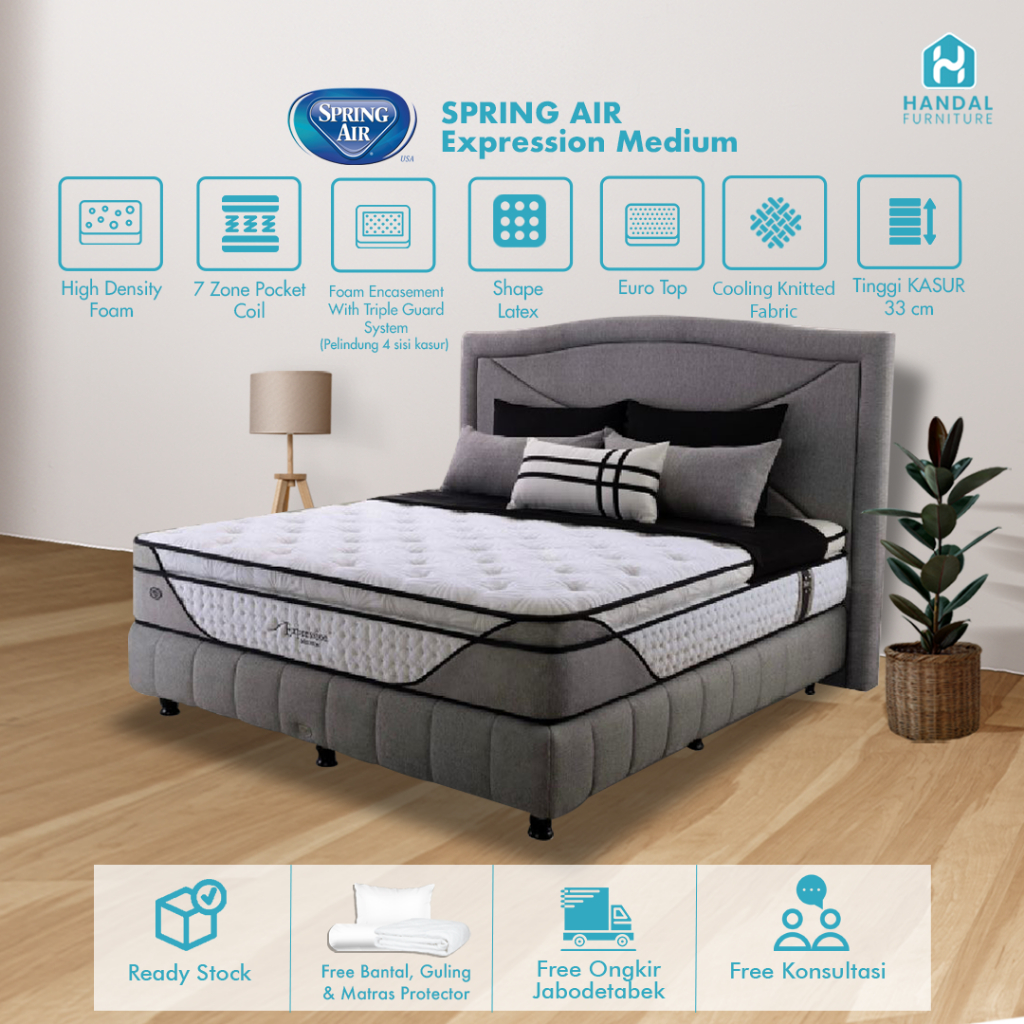 Kasur Springbed Spring Air Expression Medium dan Firm 100x200, 120x200, 160x200, 180x200, 200x200 Po