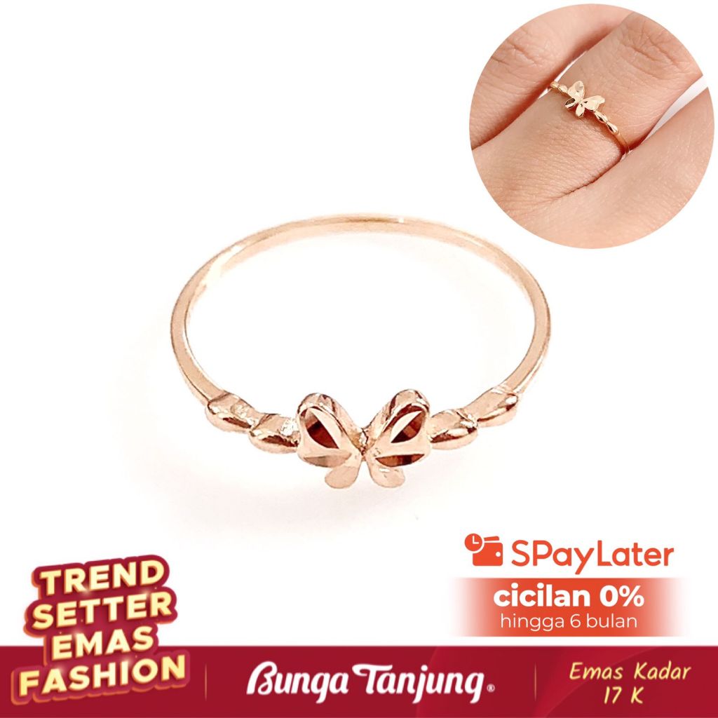 CINCIN KUPU KUPU DAUN - EMAS 17K - BUNGA TANJUNG GOLD