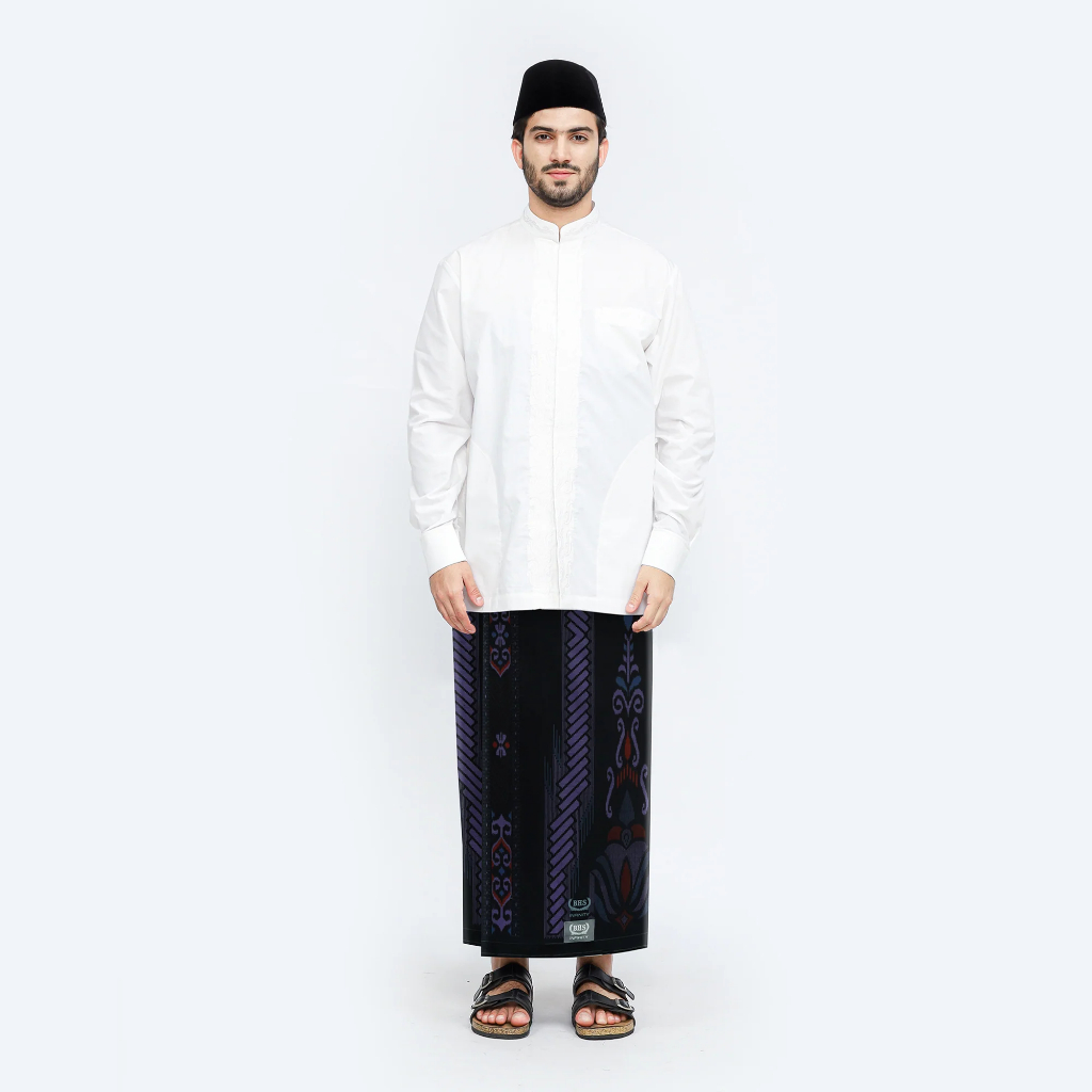 Sarung BHS Infinity Silver Motif V32 PKA Warna Hitam Ungu
