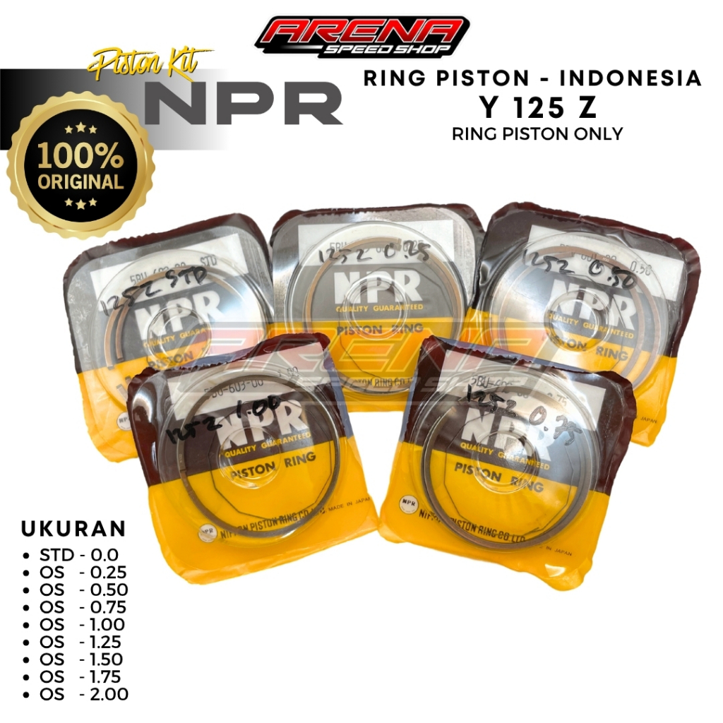 NPR Quality Guarenteed Y125Z - Ring Piston Only Y125Z FIZR STD OS 25 50 100 125 150 200 Original NPR