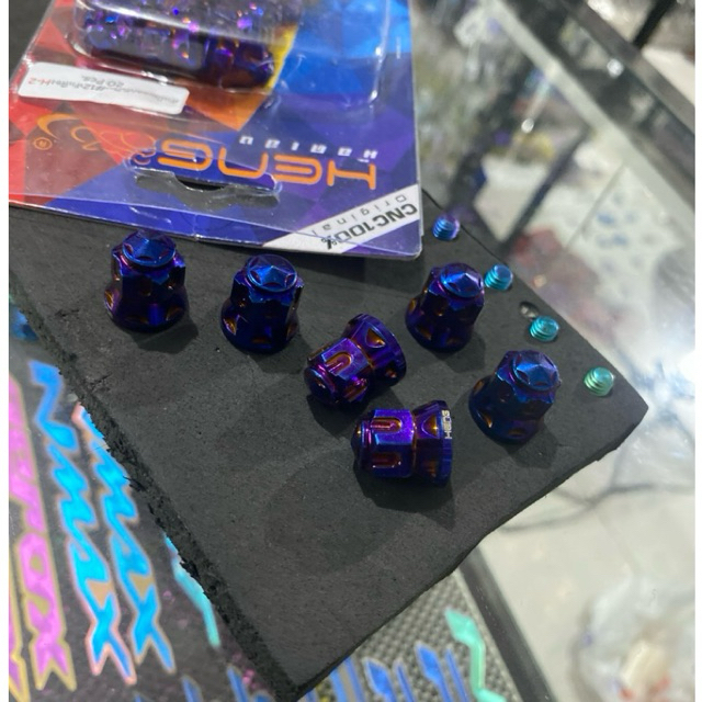 mur 12 topi head m8 rainbow stainless h2 star blue mur tutup m6 m8