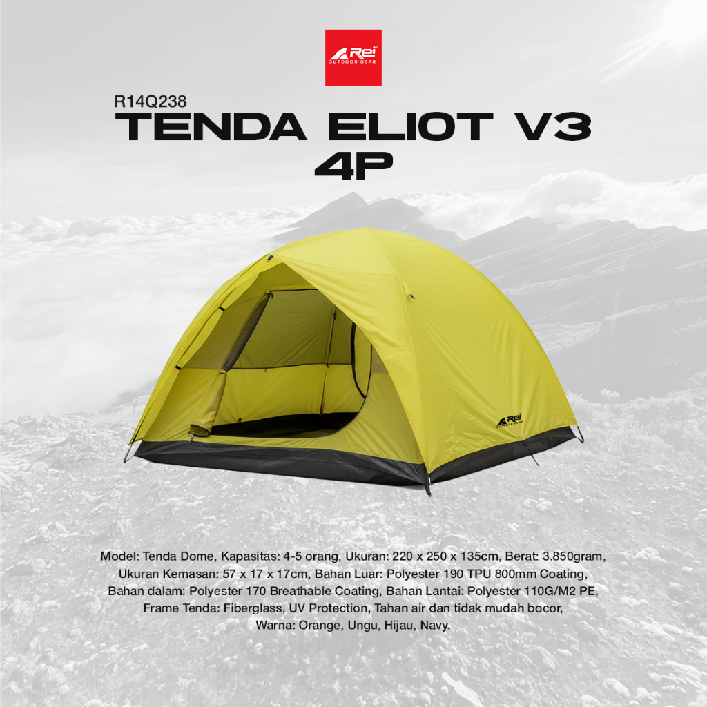 Tenda Camping Eliot V3 4 Orang Tahan Air UV