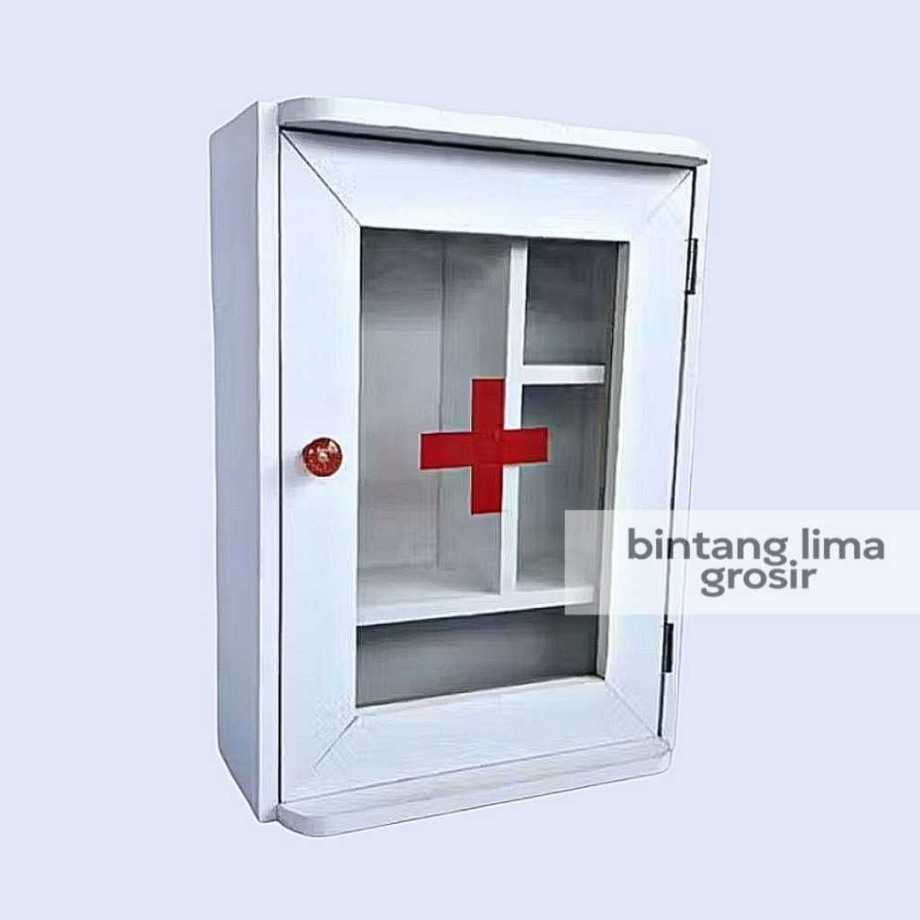Kotak P3K Dinding Bahan Kayu - Tebal Rak Kotak Obat