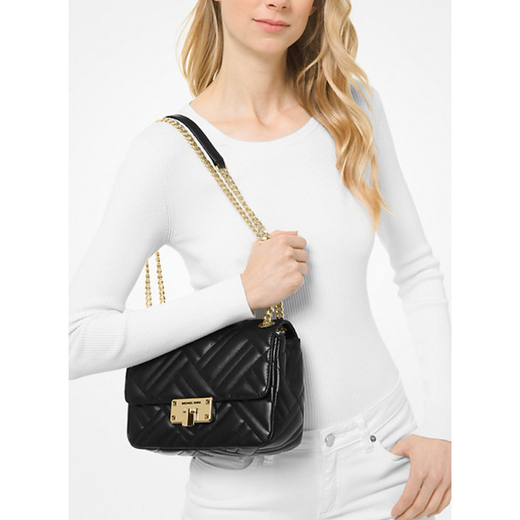 PRELOVED Michael Kors Peyton Medium Quilted Shoulder Flap in Black / Tas Michael Kors / Tas MK