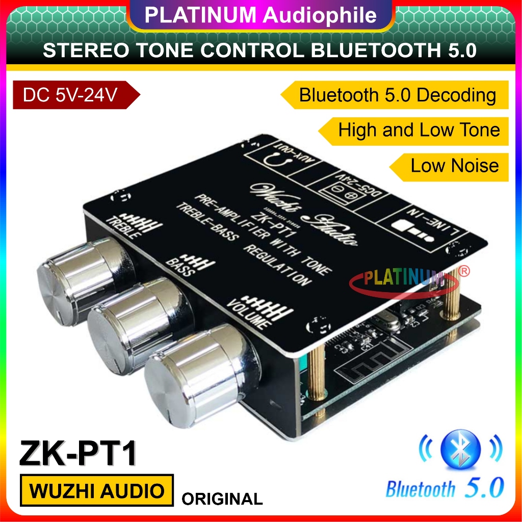 Tone Control Bluetooth 5.0 Audio Receiver Decoder Pre Amplifier MP3 BT5.0 Original Wuzhi ZK-PT1
