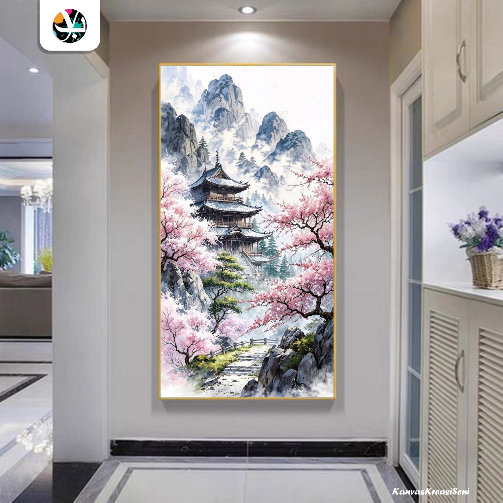 lukisan jepang - lukisan kanvas mandarin - lukisan nuansa jepang