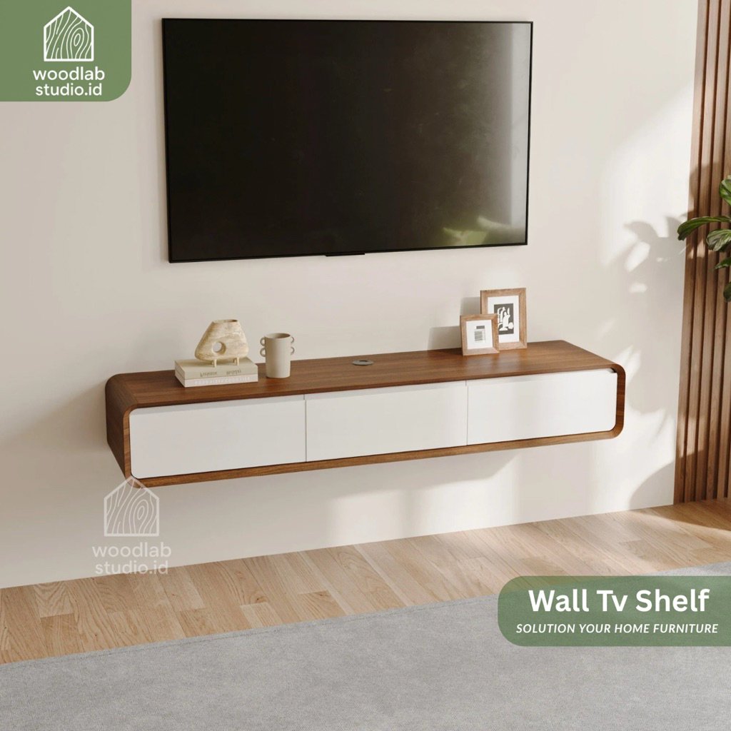 Meja Tv - Meja TV Gantung Kayu Minimalis Modern | Buffet tv gantung - 11