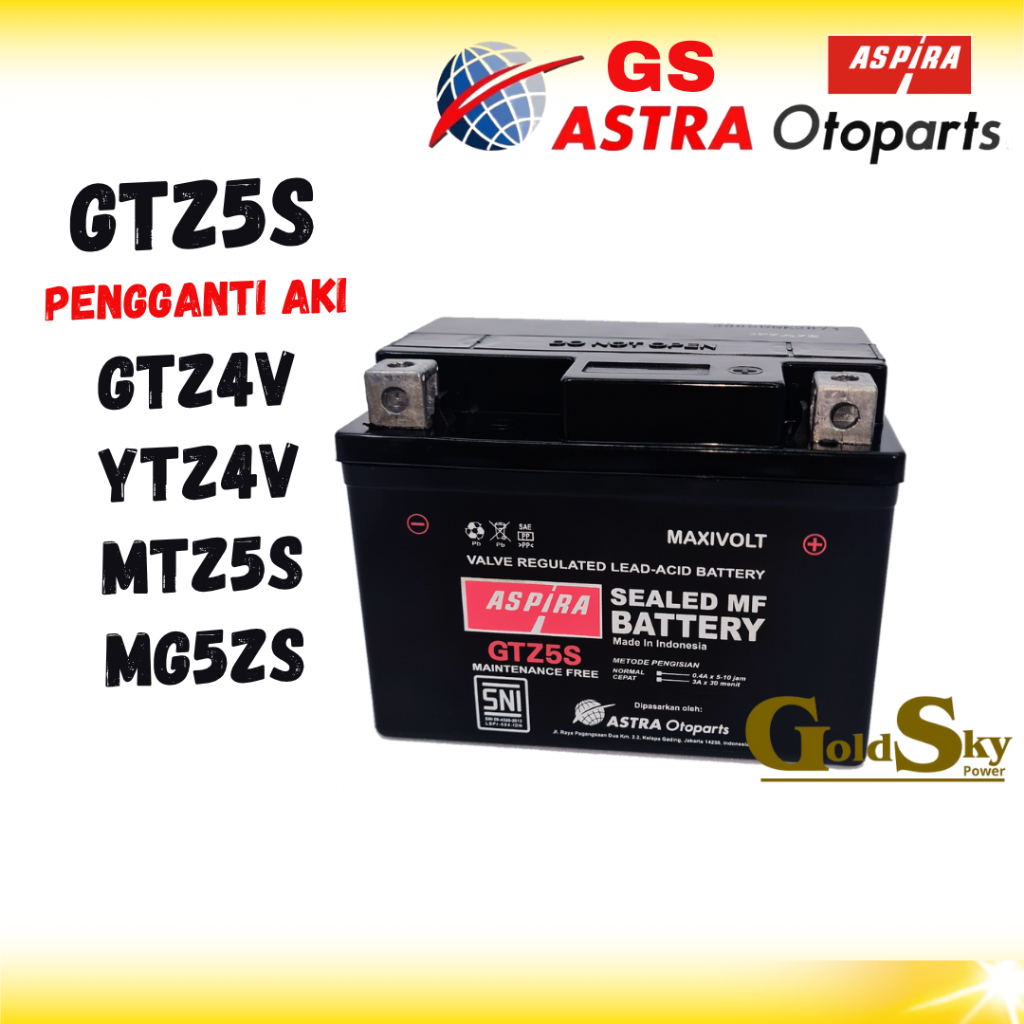 AKI KERING MOTOR ASPIRA GS ASTRA OTOPARTS GTZ5S YTZ4V MTZ5S YTZ5S GTZ4V GS MF