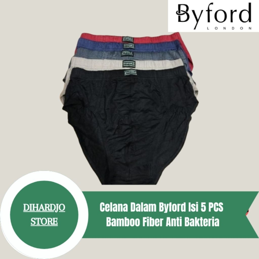 BYFORD Celana Dalam Pria Segitiga Isi 5 Pcs Bamboo Fiber Anti Bakteri