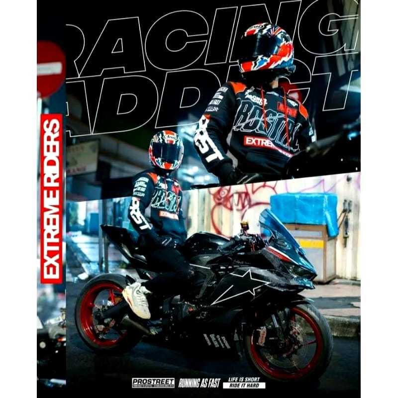 JAKET MOTOR - HOODIE PROSTREET ANAK DAN DEWASA - HOODIE PROSTREET APEX V2 BLUE PREMIUM UNISEX