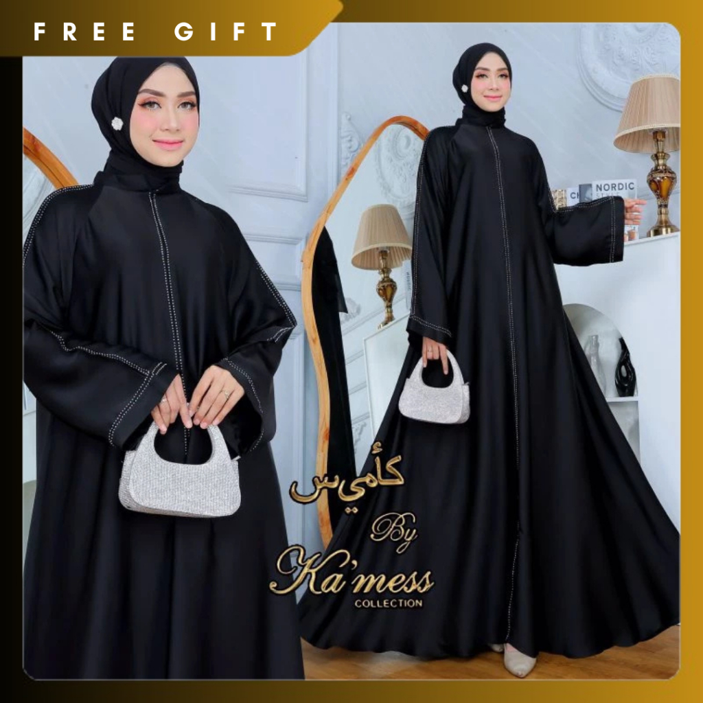 ABAYA Saudi Hitam Elegan SUTRA JASMINE / Abaya Mewah BAMBOO SILK / Abaya Payet Mutiara / Abaya Elega