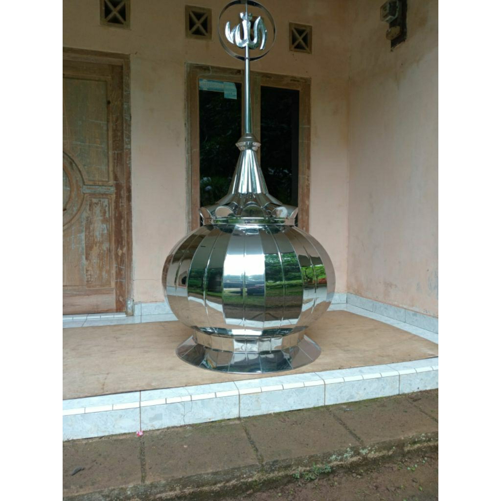 KUBAH STAINLESS UKURAN 1M VARIASI MAKARA, KUBAH MASJID STAINLESS UKURAN 100CM, KUBAH STAINLESS 100 C