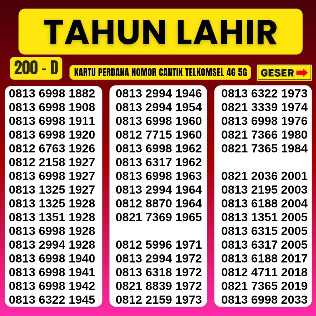 NOMOR CANTIK TELKOMSEL SIMPATI ABAB NOMOR TANGGAL LAHIR KARTU PERDANA NOMOR TAHUN