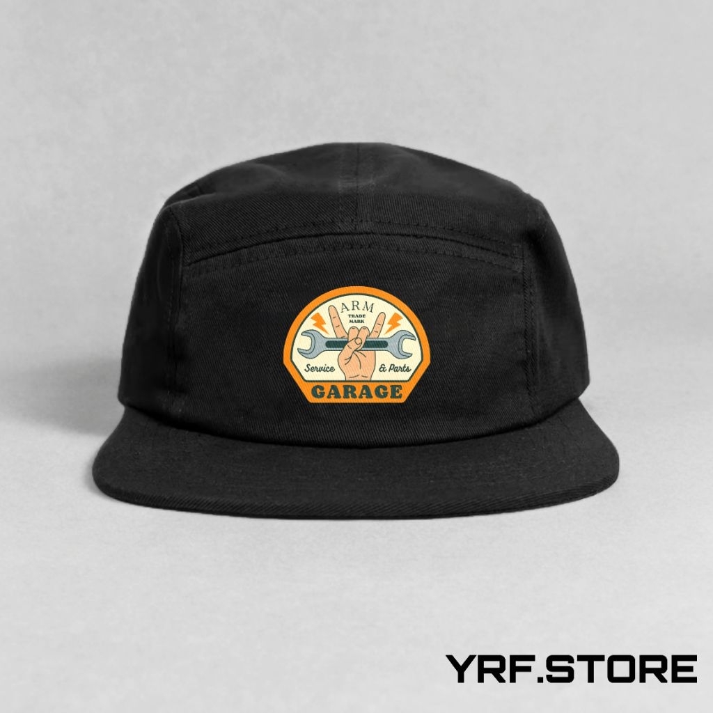 topi Snapback 5 panel warna hitam logo mekanik/topi cowok keren/topi Snapback/topi unisex