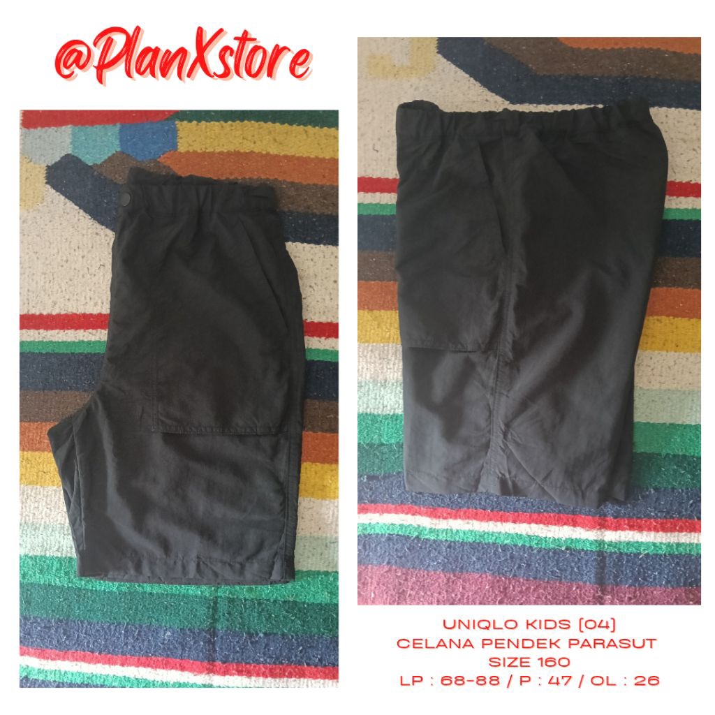 UNIQLO KIDS (04) CELANA PENDEK PARASUT WARNA HITAM SIZE 160 PRELOVED TERJANGKAU