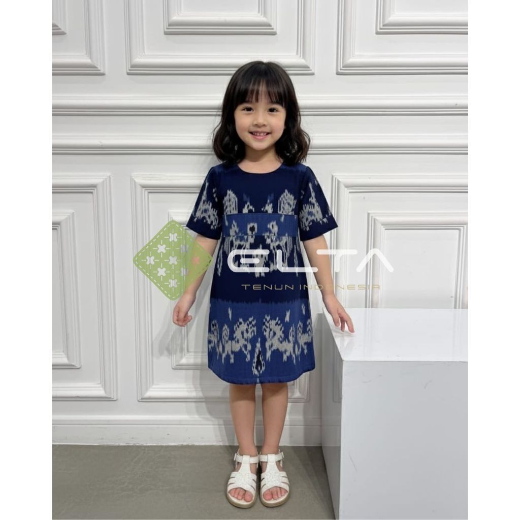 elta tenun Dress Anak Tenun Motif Sumba – Baju Etnik Anak Perempuan