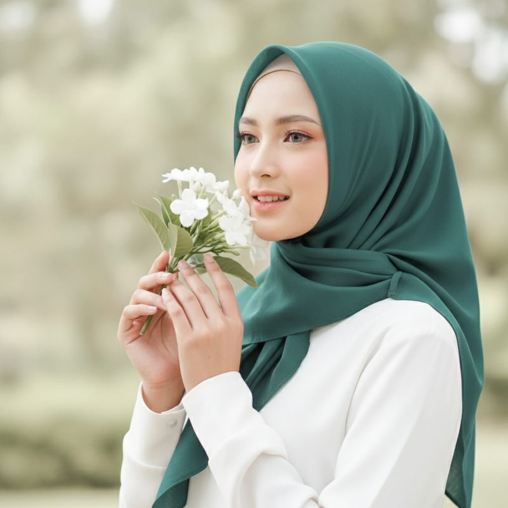 Hijab Segi Empat Bella Square Polos Premium Warna Hijau Tosca Paris PKK