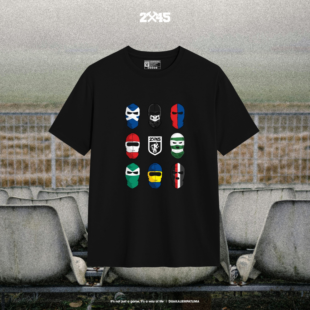 TSHIRT FOOTBALL 2X45 WEEKEND BALACLAVA Kaos Suporter Bola Casual Ultras Hooligans Pria Wanita
