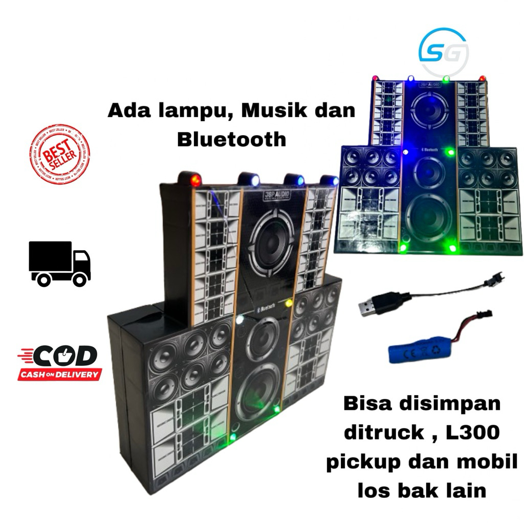 Mainan SOUNDSYSTEM MUSIK HOREG BLUETOOTH LAMPU Mobil PICKUP & TRUCK dengan Lampu Musik dan Bluetooth
