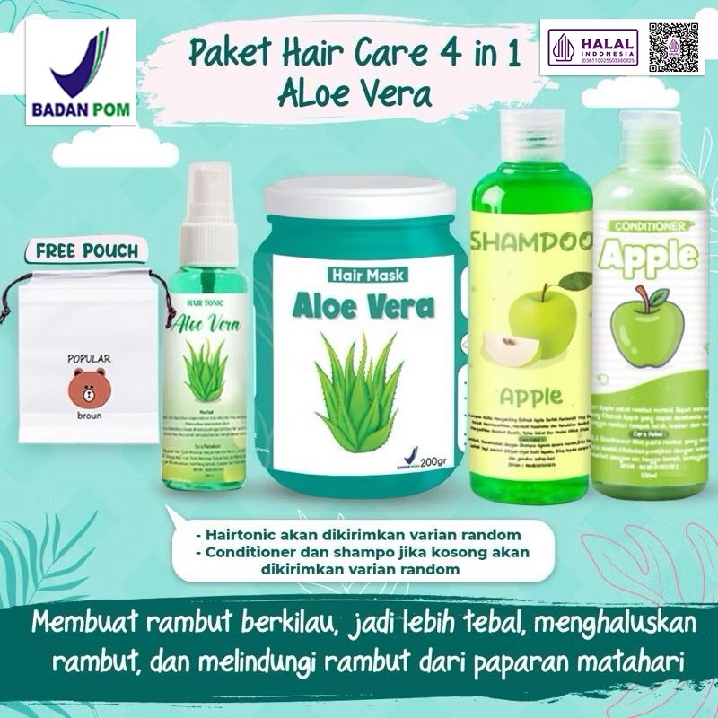 [BPOM & HALAL] PAKET HAIR CARE 4in1 / PAKET HEMAT HAIR CARE / HAMPERS HAIR MASK FREE POUCH - TERLARI