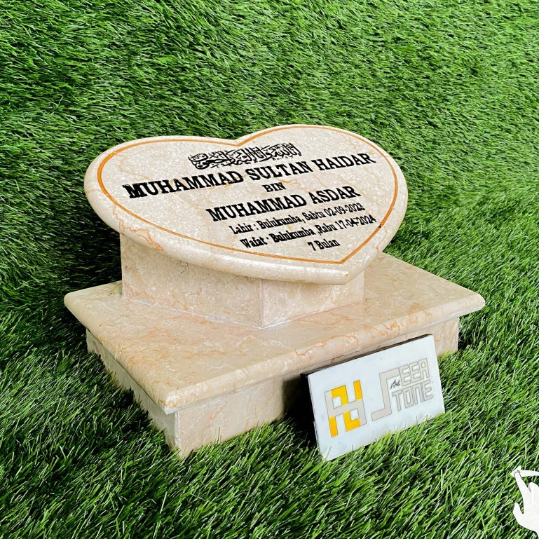 SEEA - MTU - L-B-E 20X30 - BATU NISAN MAKAM MARMER ALAM ASLI MODEL LOVE TERMURAH