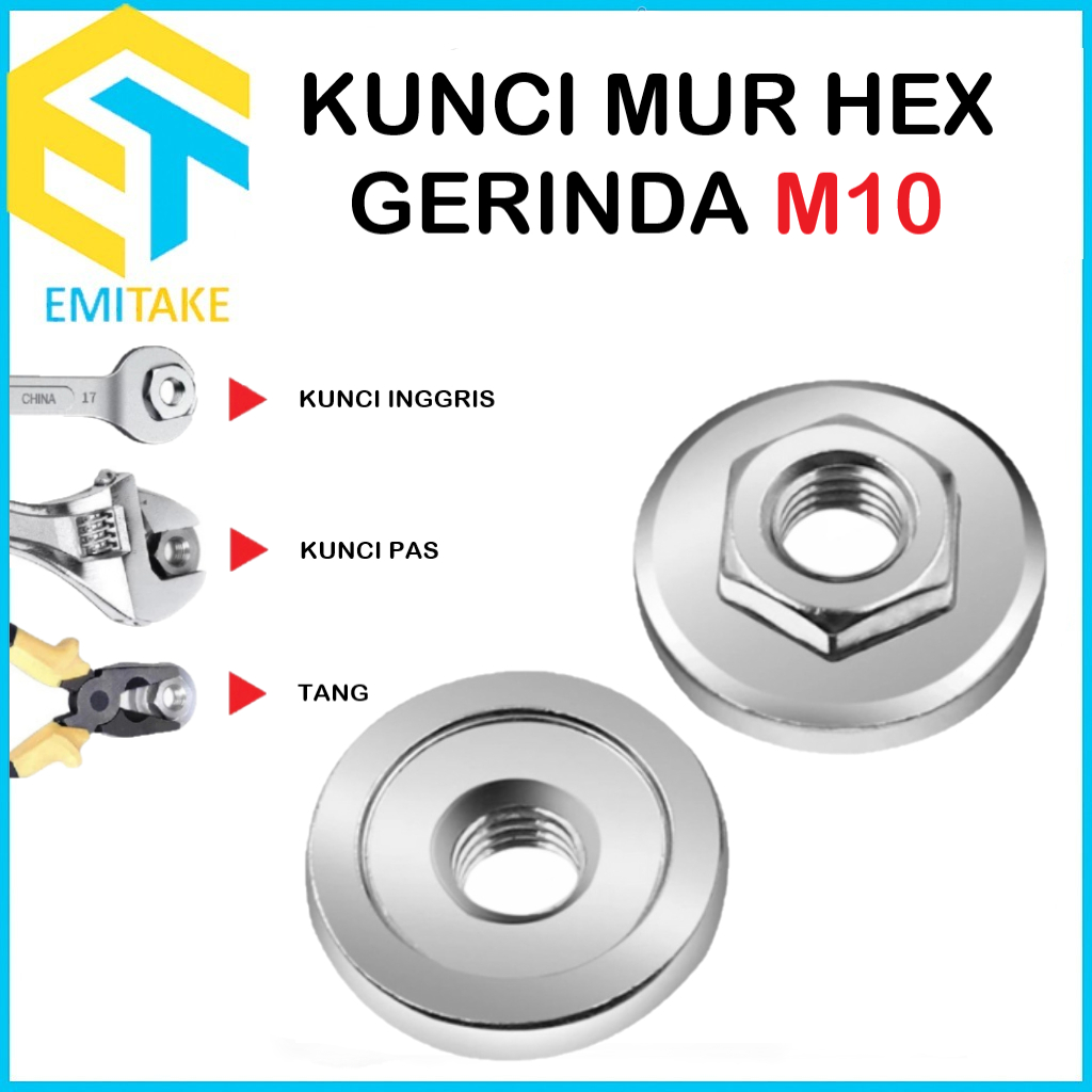 Mur Ring Gerinda Tangan 4 Inch Nut Konektor Gerinda M10 x 1.5mm Model Ring Pas