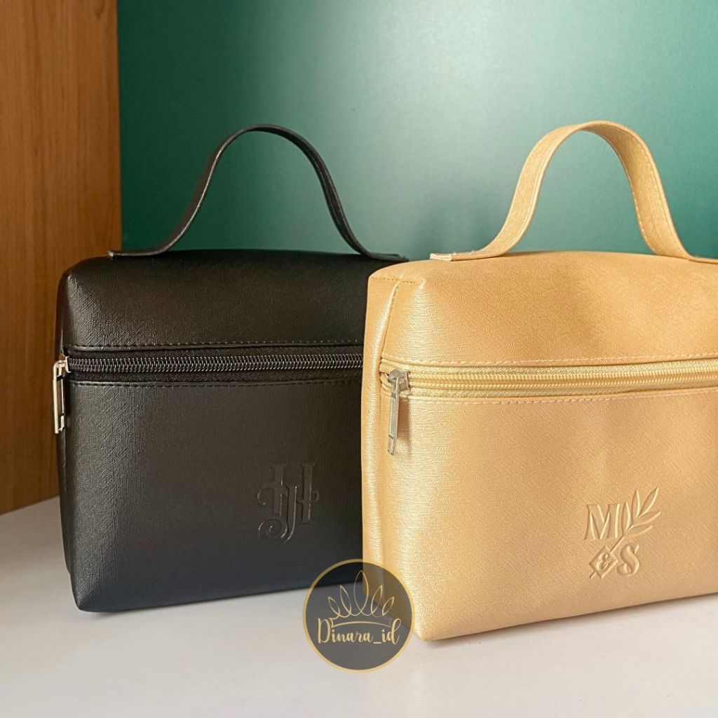 Nala Pouch Souvenir Wedding Serbaguna Elegan Premium Custom Emboss Kulit Imitasi Botega Tas Kosmetik