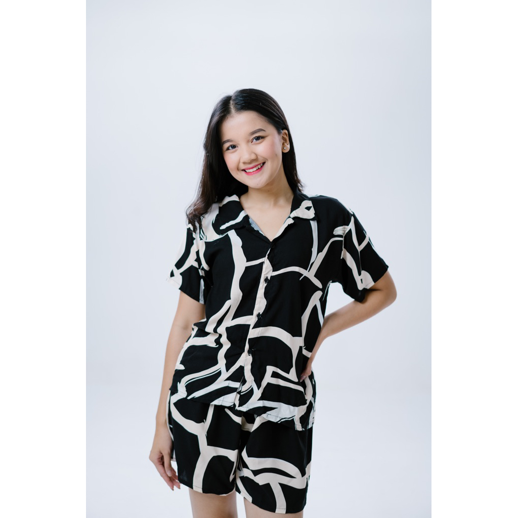 One Set Kameja pyama wanita setelan rayon bali Premium Motif Viral Kualitas butik
