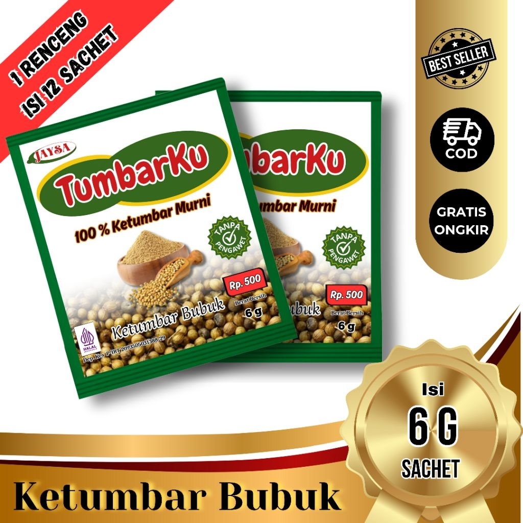 ketumbar bubuk Sachet / TUMBARKU / ketumbar bubuk murah 1 receng 12 sachet