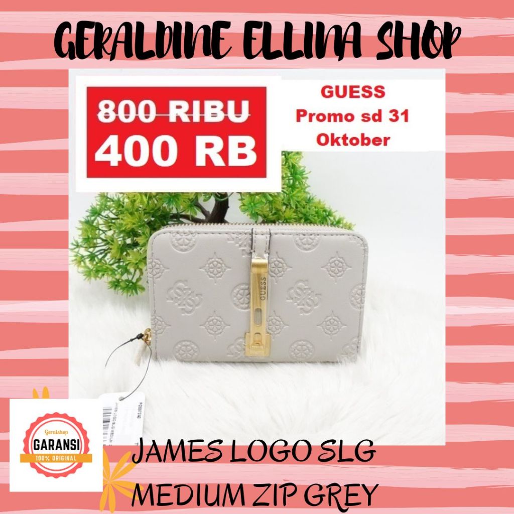 Dompet wanita Guess wallet sale original seri JAMES LOGO SLG MEDIUM ZIP