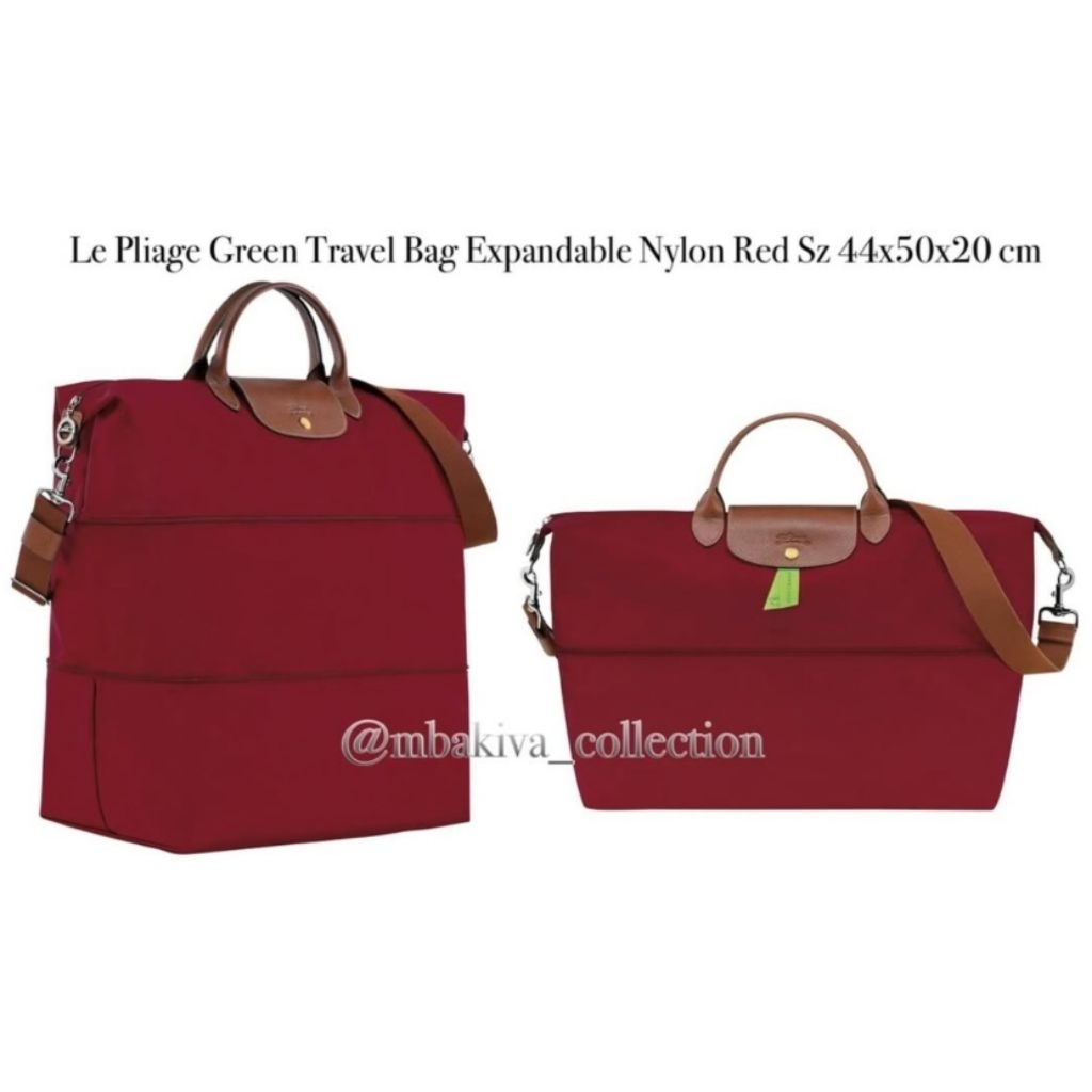 Le Pliage Green Travel Bag Expandable Nylon Red